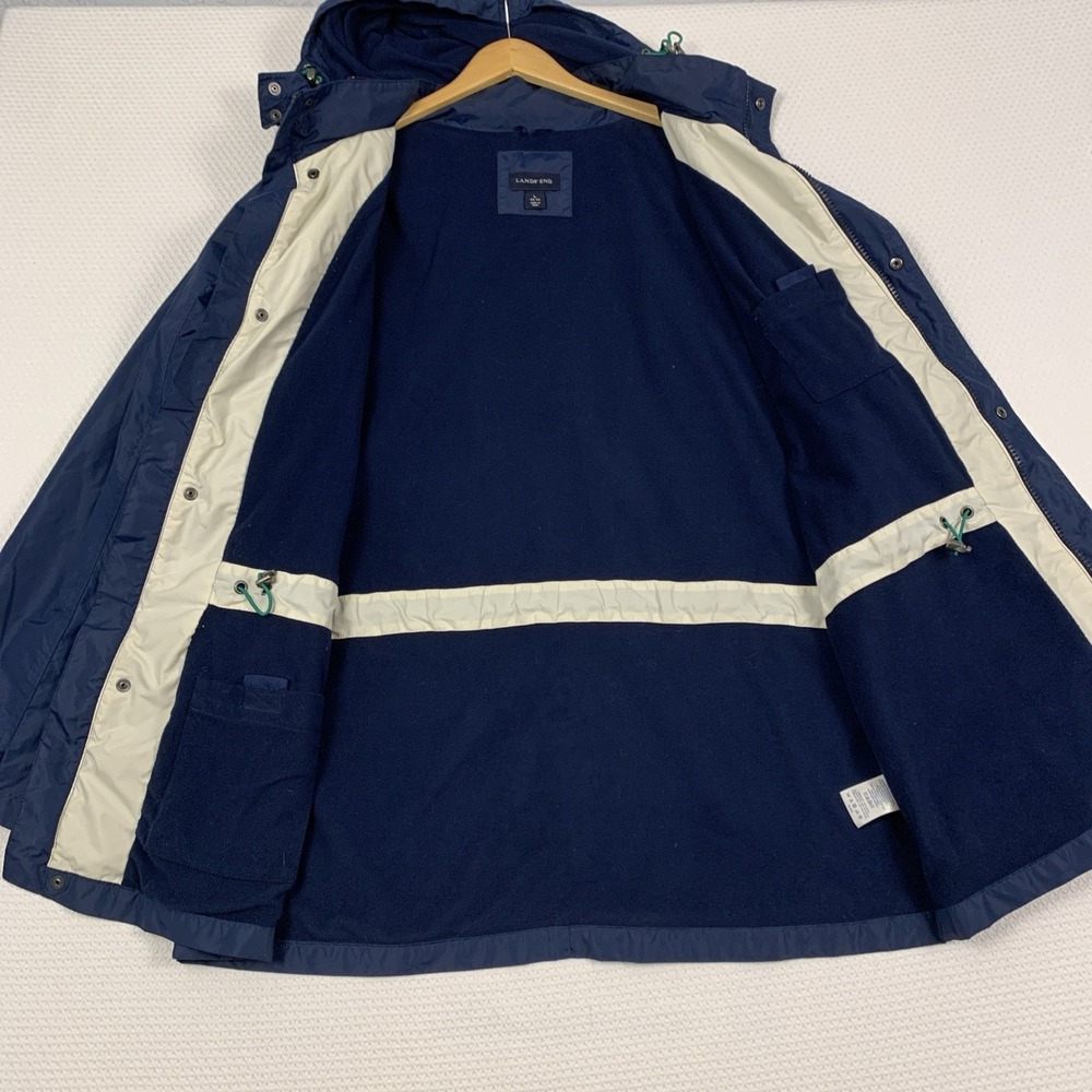Lands End Squall Parka Jacket Mens Large L 42-44 Navy Blue Fleece Lined Hooded - Picture 8 of 16